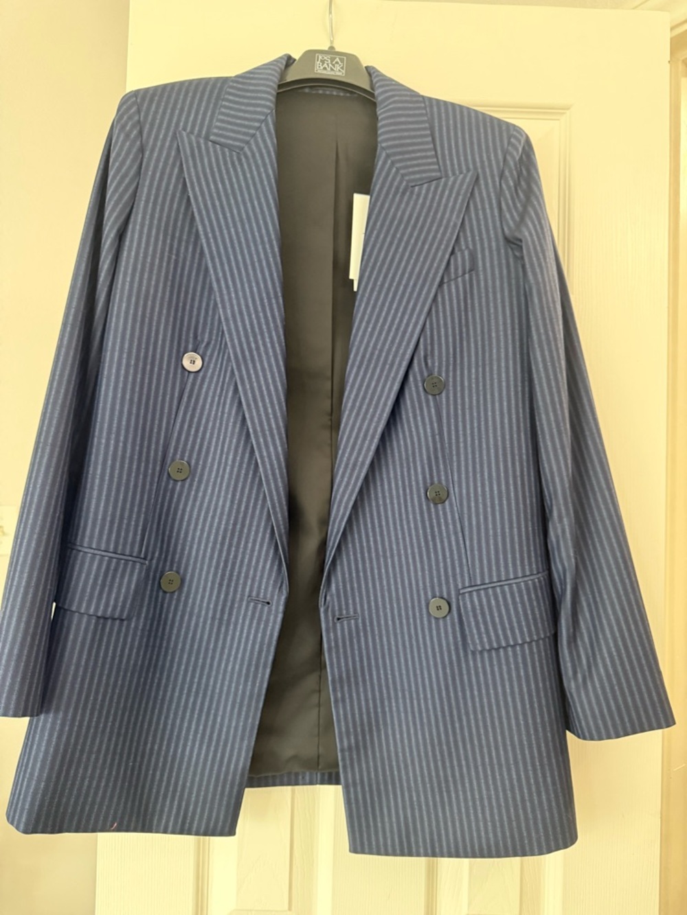 Theory women Navy Pinstripe Double-Breasted Blazer